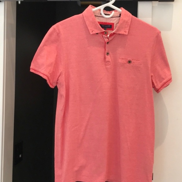 Ted Baker Pink “ish” / Red Polo Shirt Vibrant Design - Picture 4 of 9